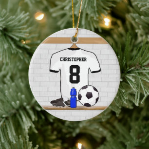 Ornamento De Cerâmica Futebol preto personalizado Jersey