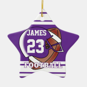 Ornamento De Cerâmica Futebol roxo e branco