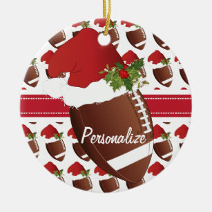 Ornamento De Cerâmica Futebol Santa Hat do Natal