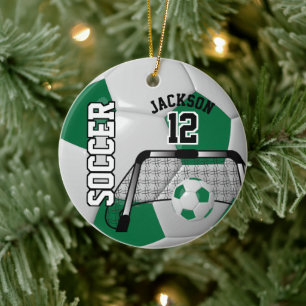 Ornamento De Cerâmica Futebol Verde Escuro ⚽ Bola 2 - Personalizar