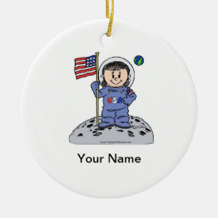 Ornamento De Cerâmica Futura Astronauta - Mulher