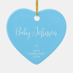 Ornamento De Cerâmica Futuros Pais Foto Bebê Menino Previsto para 2027