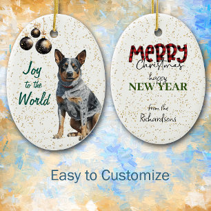 Ornamento De Cerâmica Gado Australiano Joy ao Natal