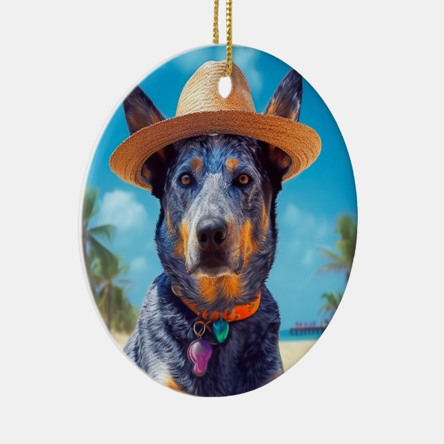 Ornamento De Cerâmica Gado Australiano na Praia, presente de verão para  (Direito )