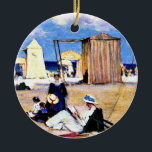 Ornamento De Cerâmica Gagnon - The Beach no Dinard, belas artes<br><div class="desc">The Beach no Dinard,  pintura popular do artista canadense Clarence Gagnon,  1909</div>