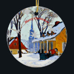 Ornamento De Cerâmica Gagnon - Winter Morning, Christmas<br><div class="desc">Feliz Natal. Manhã de inverno,  Paul Santo de Baie,  pintura de arte fina pela artista canadense Clarence Gagnon</div>