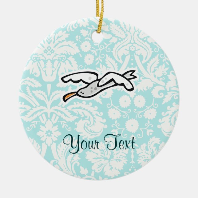 Ornamento De Cerâmica Gaivota bonito dos desenhos animados (Frente)