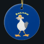 Ornamento De Cerâmica Gaivota engraçada com desenho francês<br><div class="desc">Gaivotas! eles adoram batatas fritas (ou batatas fritas como nós as chamamos na Austrália). Chips e gaivotas fazem parte da paisagem costeira de verão e quase parte do folclore em algumas partes do mundo. Muita diversão e humor.</div>