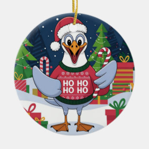 Ornamento De Cerâmica Gaivotas engraçadas de Natal - Gaivota de Natal