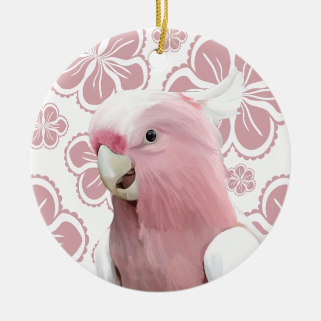 Ornamento De Cerâmica Galah Cockatoo rosa (Frente)