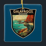 Ornamento De Cerâmica Galápagos Ilhas Viagem de Arte<br><div class="desc">Ilhas Galápagos em estilo de arte vetorial. As Ilhas Galápagos são um arquipélago vulcânico no oceano Pacífico. É considerado um dos destinos mais importantes do mundo para a visualização da vida selvagem.</div>