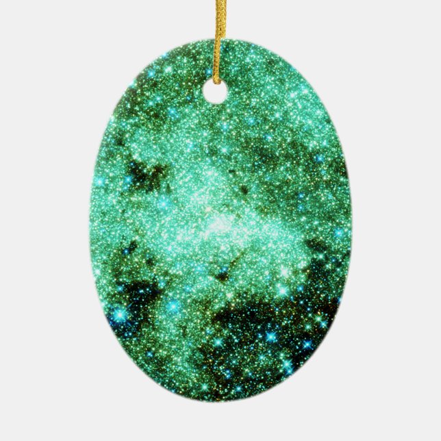 Ornamento De Cerâmica Galáxia Látea Verde (Frente)
