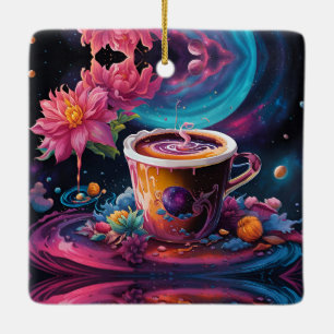 Ornamento De Cerâmica Galaxy Garden Coffee Art