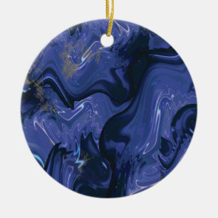 Ornamento De Cerâmica Galaxy Swirl Blue Glitter Abstrato Padrão cósmico