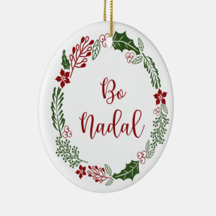Ornamento De Cerâmica Galego Feliz Natal Wreath, Bo Nadal