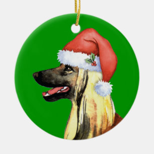 Ornamento De Cerâmica Galgo afegão feliz de Howliday