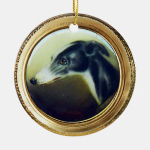 Ornamento De Cerâmica Galgo DIMINUTO do irlandês dos RETRATOS do CÃO d