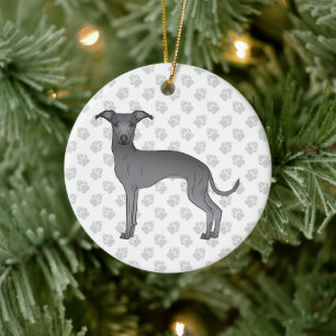 Ornamento De Cerâmica Galgo Italiano Azul Desenho Animado Fofo Com Patas