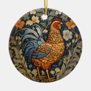 Ornamento De Cerâmica Galinha Elegante William Morris Inspirou Floral