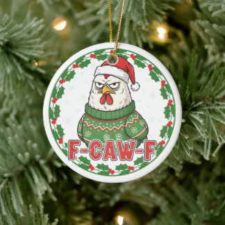 Ornamento De Cerâmica Galinha Estranha e Divertida F-CAW-F Feriado FCawF