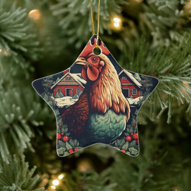 Ornamento De Cerâmica Galinha-fazenda, Presente de Pet-Lover Kawaii Cute (Árvore)