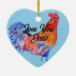 Ornamento De Cerâmica Galinha Galinha Aquarela Te Ama A Decoração Do Pai
