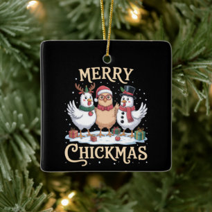 Ornamento De Cerâmica Galinha Natal Chapéu do Papai Noel Alegre Galinhat