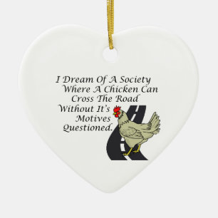 Ornamento De Cerâmica Galinha que cruza a estrada