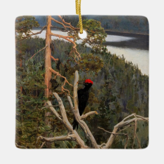 Ornamento De Cerâmica Gallen-Kallela - Pica-Pau Negro Excelente 1894 (Frente)