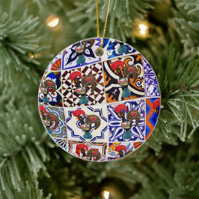 Ornamento De Cerâmica Galo de Barcelona Portugal (Árvore)