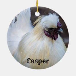 Ornamento De Cerâmica Galo de Galinha de Pet White Silkie Personalizado