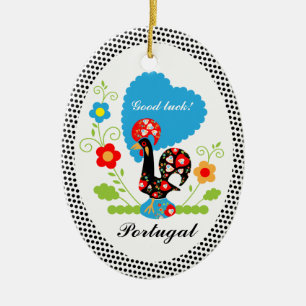 Ornamento De Cerâmica Galo português da sorte