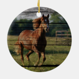 Ornamento De Cerâmica Galopagem Galopante Cavalo Castanho