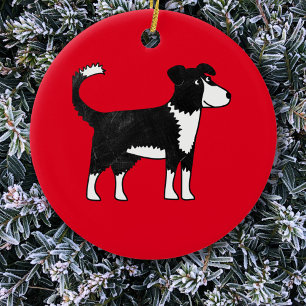 Ornamento De Cerâmica Galsh Border Collie Sheep