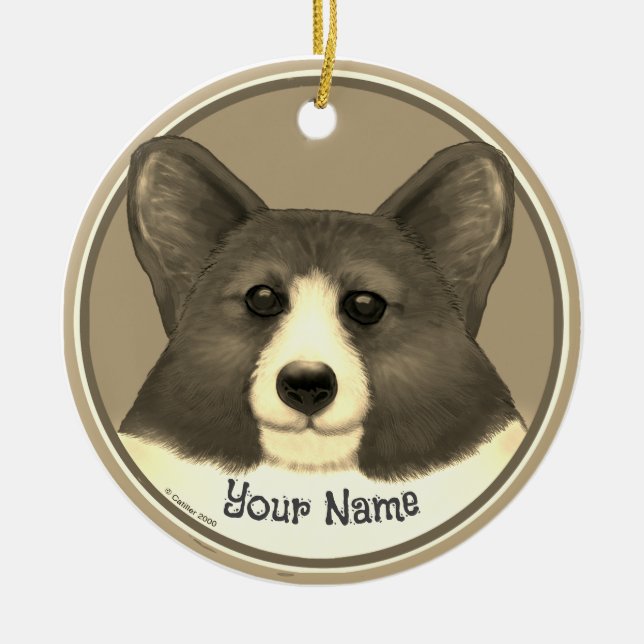 Ornamento De Cerâmica Galsh Corgi (Frente)
