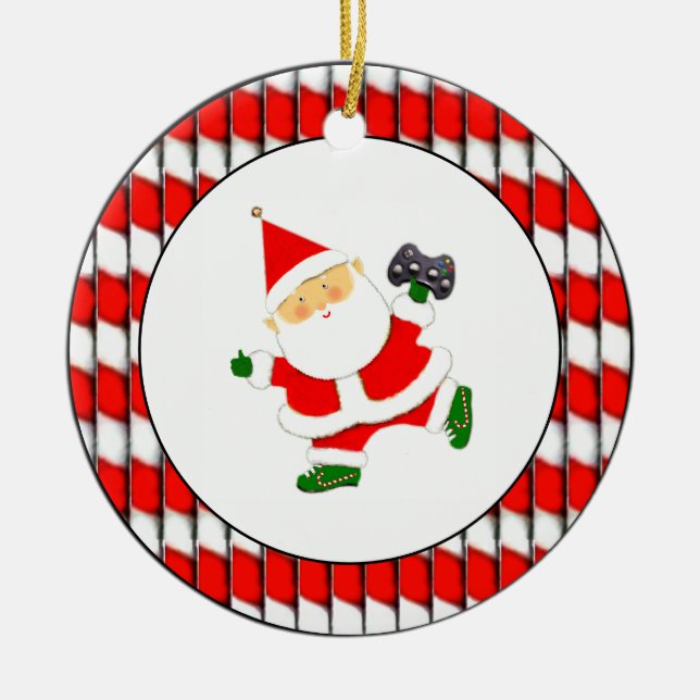 Ornamento De Cerâmica Gamer de Vídeo Personalizado (Frente)