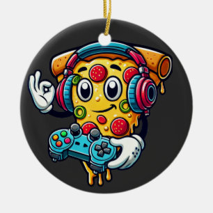 Ornamento De Cerâmica Gamer Pizza Vídeo Comida de jogos ornamentação Cer