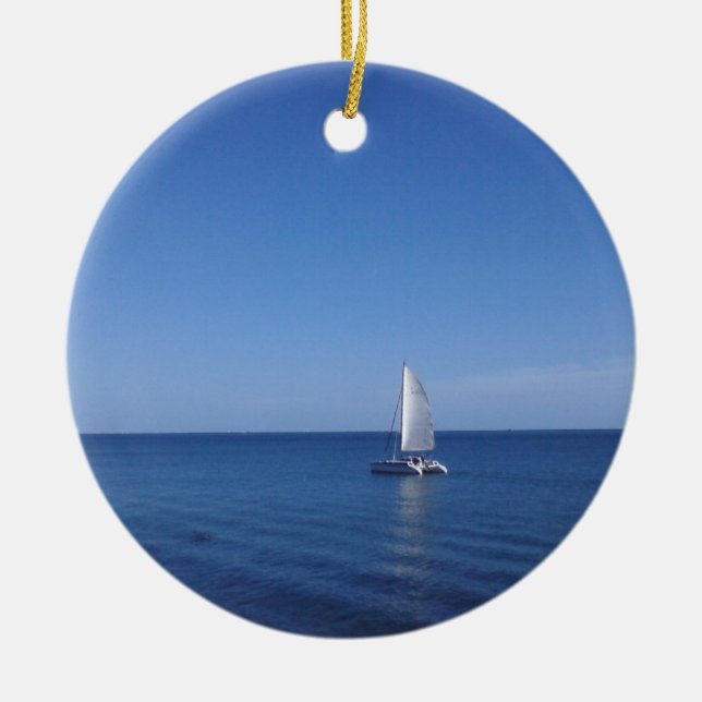 Ornamento De Cerâmica Gancho cerâmico náutico do Natal (Frente)