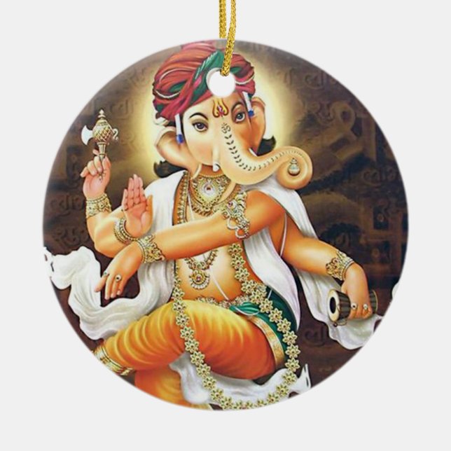 Ornamento De Cerâmica ganesha da dança (Frente)