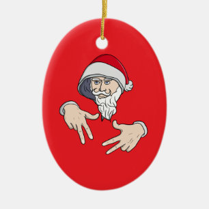 Ornamento De Cerâmica Gangsta legal Hip Hop Hand Rap Santa Claus