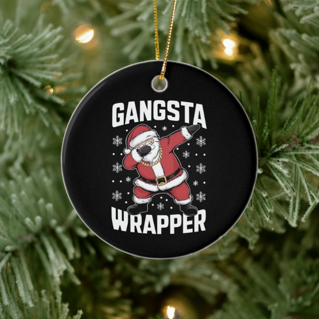 Ornamento De Cerâmica Gangsta Wrapper Funny Dabbing Papai noel Natal (Árvore)