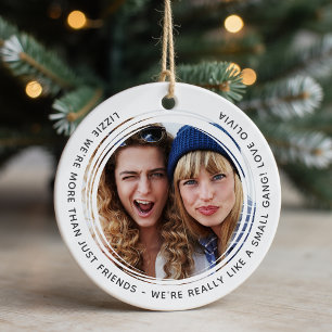 Ornamento De Cerâmica Gangue Personalizado de Besties Fotográficas Peque