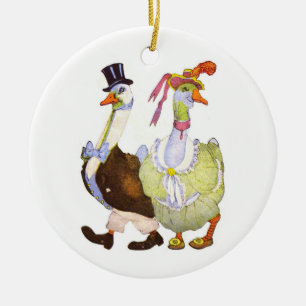 Ornamento De Cerâmica Ganso de mãe & Gander do pai