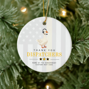 Ornamento De Cerâmica Ganso Personalizado de Despachante do 911 com Fone