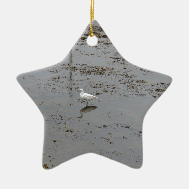 Ornamento De Cerâmica Garça-branca-pequena (Frente)