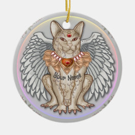 Ornamento De Cerâmica Gargula de Gato Joia