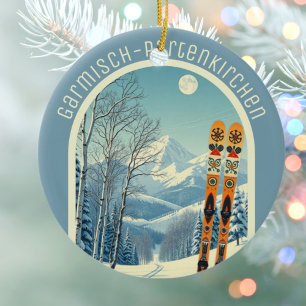 Ornamento De Cerâmica Garmisch-Partenkirchen Alemanha souvenir de esqui