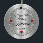 Ornamento De Cerâmica Garnet | Ouros Janeiro Aniversário de Bíbora<br><div class="desc">A elegância ovulenta enquadra este design de pedra de nascença de janeiro em um design de diamante escalado único com diamante de lágrima central com acentos de granada em forma de coração e faxes adicionados em um gradiente de tom prateado. Por favor, note que todos os embelezamentos são impressos e...</div>