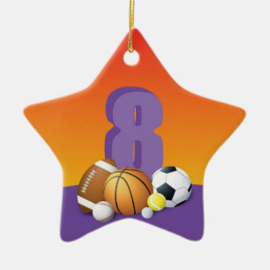 Ornamento De Cerâmica Garota 8º Aniversário do Esportes