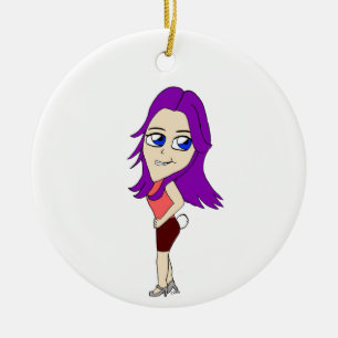 Ornamento De Cerâmica garota chibi com rabo de coelho